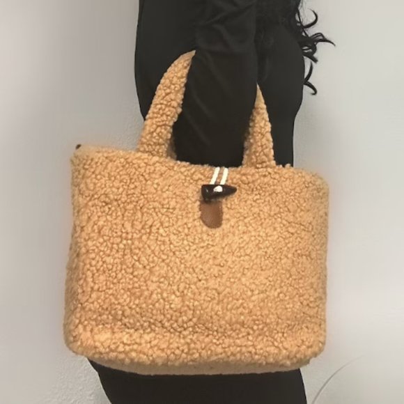 Cute Fluffy Tote Bag, Plush Tote bag, Handbag Women's Trendy Shoulder Bag With R - Picture 1 of 3